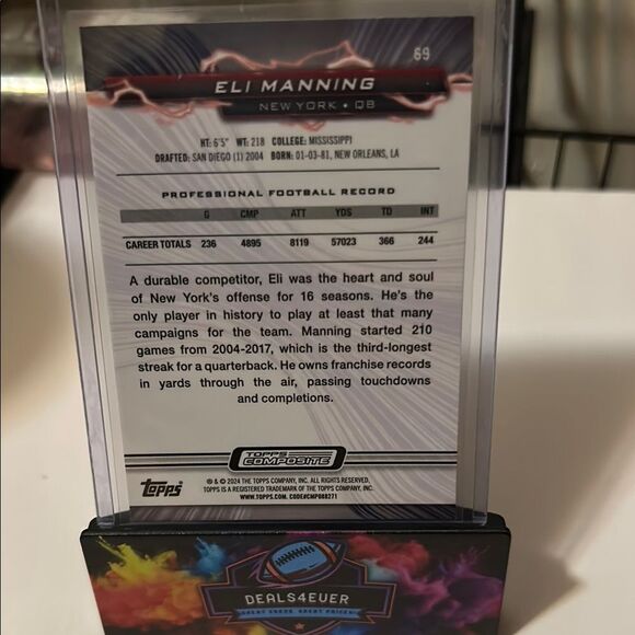 Topps Eli Manning Trading Card Premium Edition - Picture 2 of 2